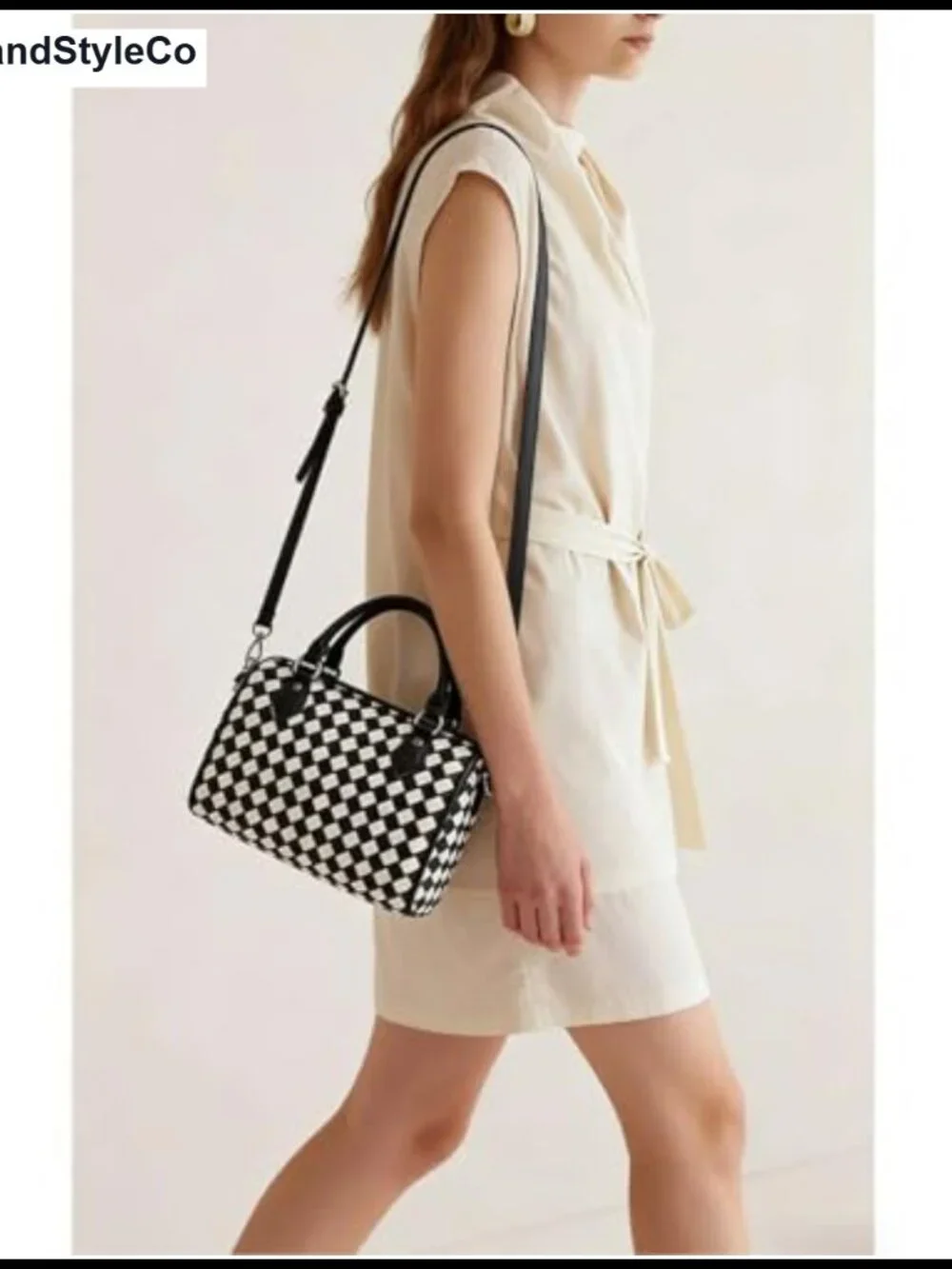 Woven Small Leather Satchel Crossbody Bag Top Handle Purse